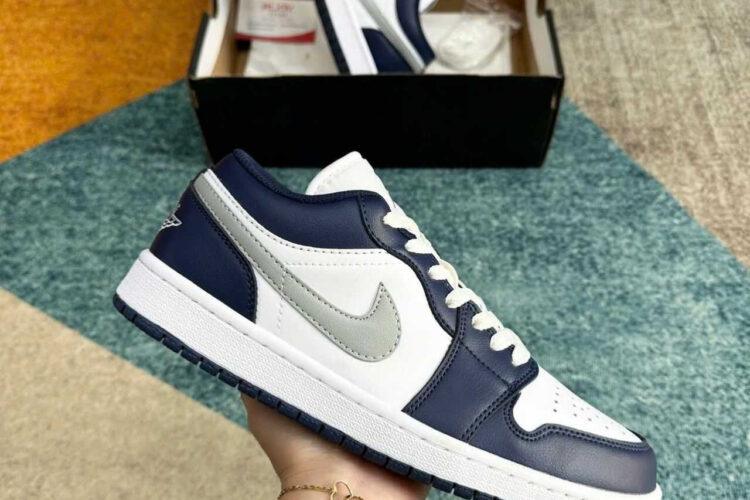 Giày Jordan 1 Low Midnight Navy Màu Trắng Xanh Navy