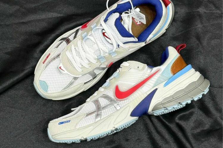 Giày Nike V2K Run Metallic Sylver Gym Red University Blue