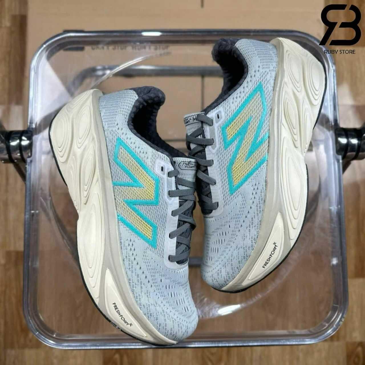 New Balance Fresh Foam X More Brighton Grey With Calcium And Cyber Jade V5