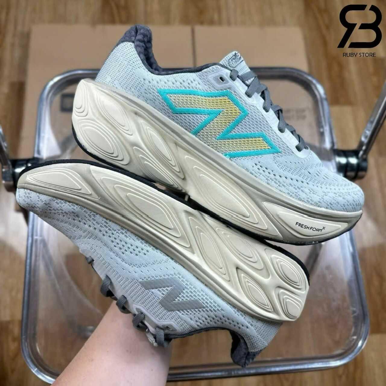 New Balance Fresh Foam X More Brighton Grey With Calcium And Cyber Jade V5