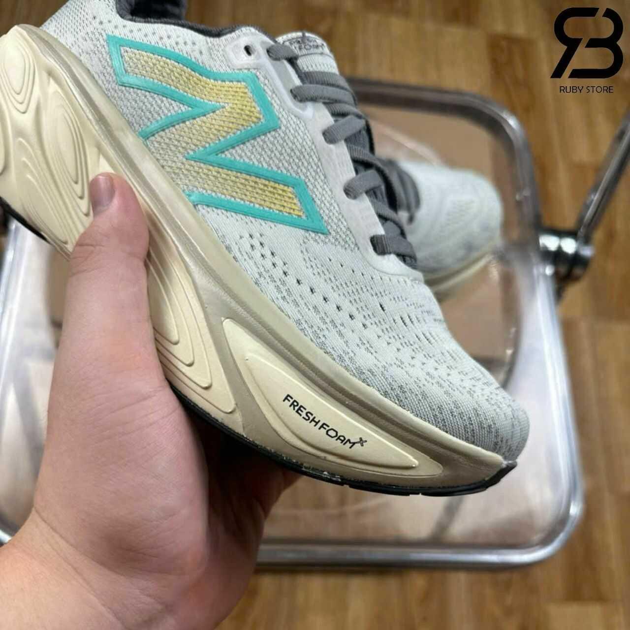 New Balance Fresh Foam X More Brighton Grey With Calcium And Cyber Jade V5