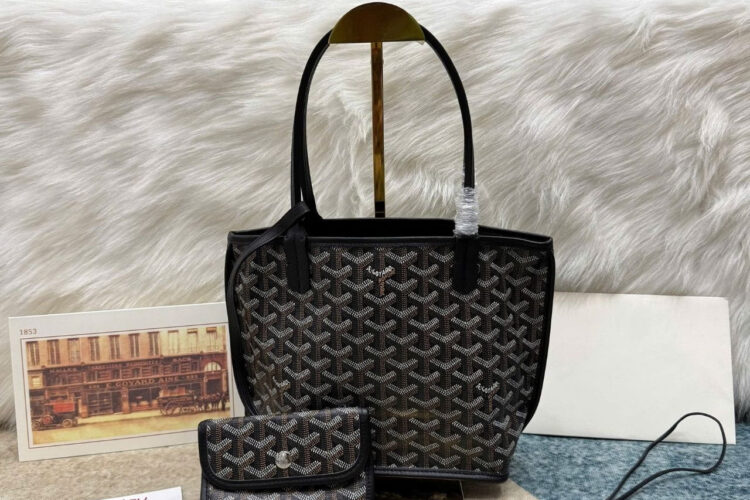 Túi Goyard Anjou Mini Reversible Bag Goyardine and Leather Black đen