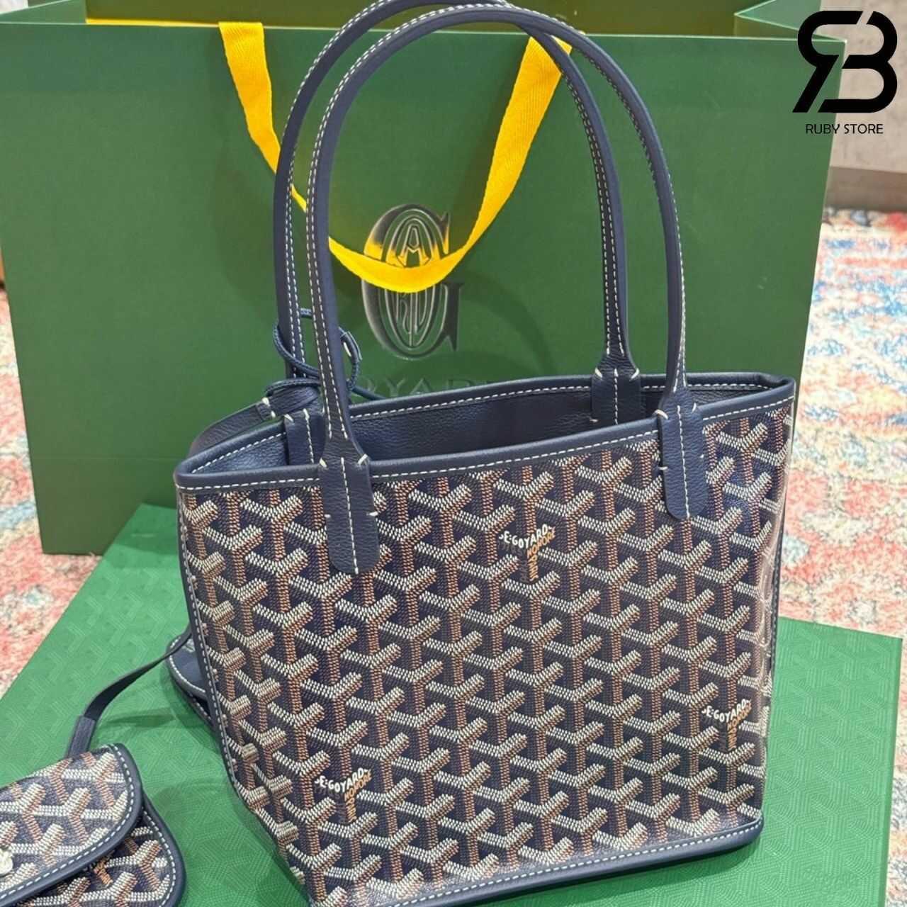 Túi Goyard Anjou Mini Reversible Bag Goyardine and Leather Navy Blue
