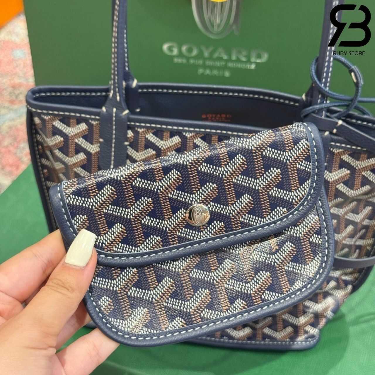 Túi Goyard Anjou Mini Reversible Bag Goyardine and Leather Navy Blue