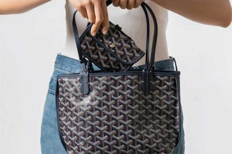 Túi Goyard Anjou Mini Reversible Bag Goyardine and Leather Navy Blue