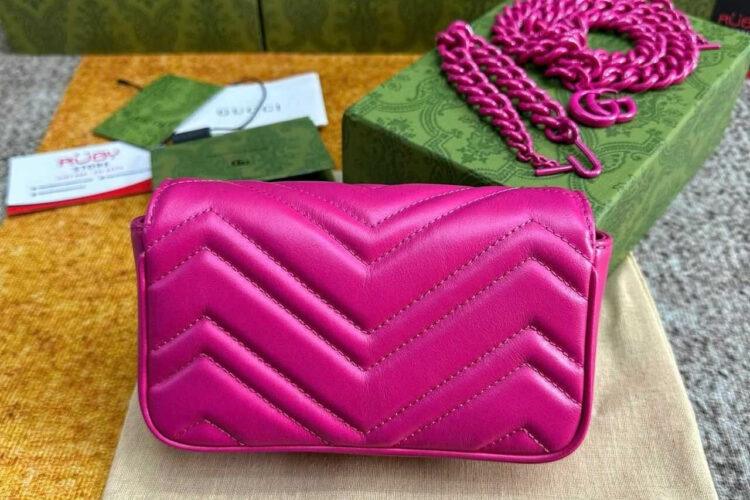 Túi Gucci Marmont Super Mini Fuscial Pink Belt Bag Hồng