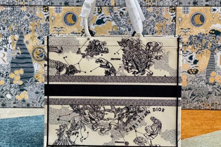 Túi Large Dior Book Tote White Black Zodiac Size 41 Siêu Cấp