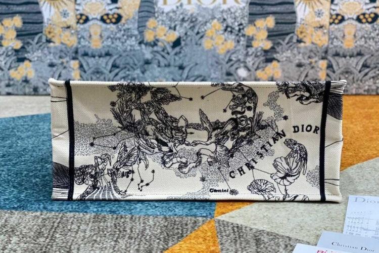 Túi Large Dior Book Tote White Black Zodiac Size 41 Siêu Cấp