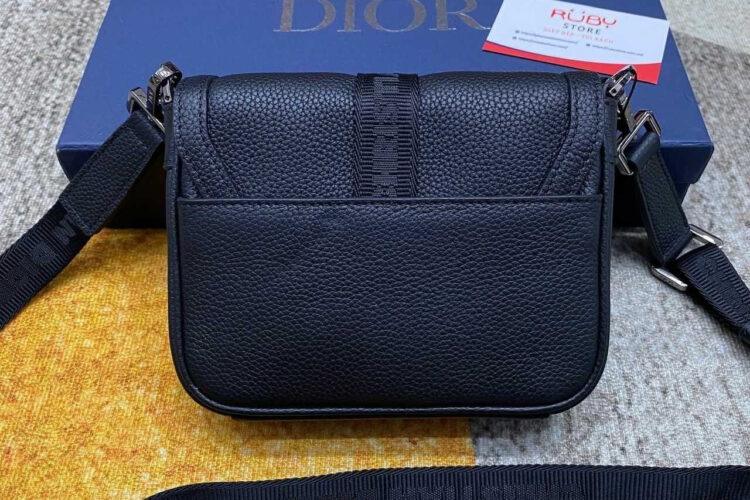 Túi Mini Dior Hit The Road Messenger Bag With Flap Black Calfskin Đen