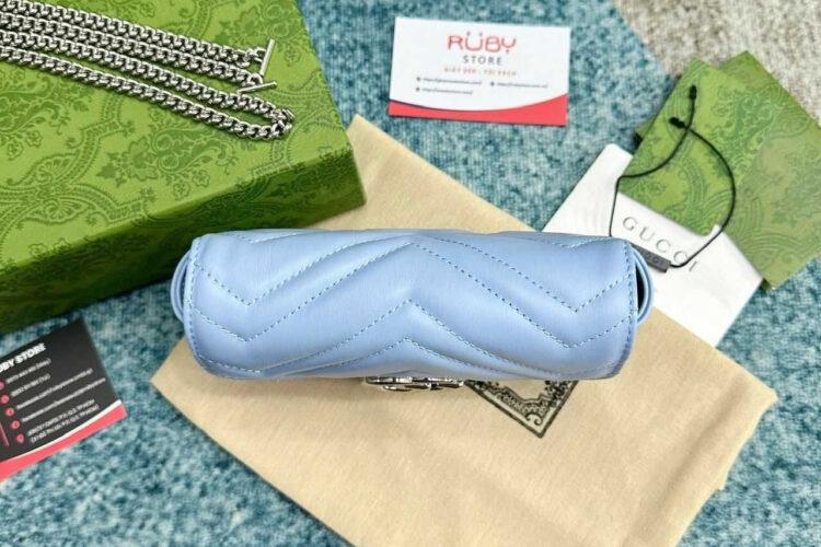 túi Gucci Marmont Super Mini Blue SHW xanh dương