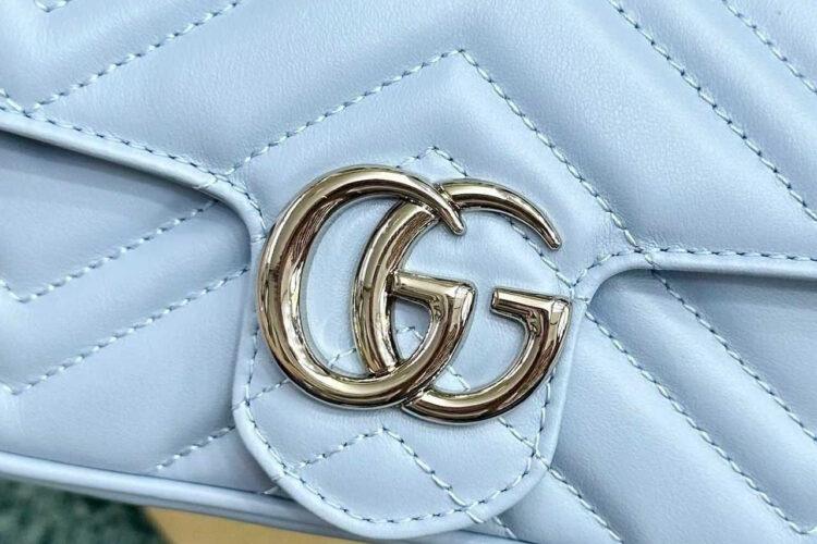 túi Gucci Marmont Super Mini Blue SHW xanh dương