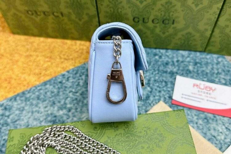 túi Gucci Marmont Super Mini Blue SHW xanh dương