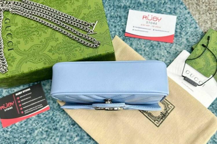 túi Gucci Marmont Super Mini Blue SHW xanh dương