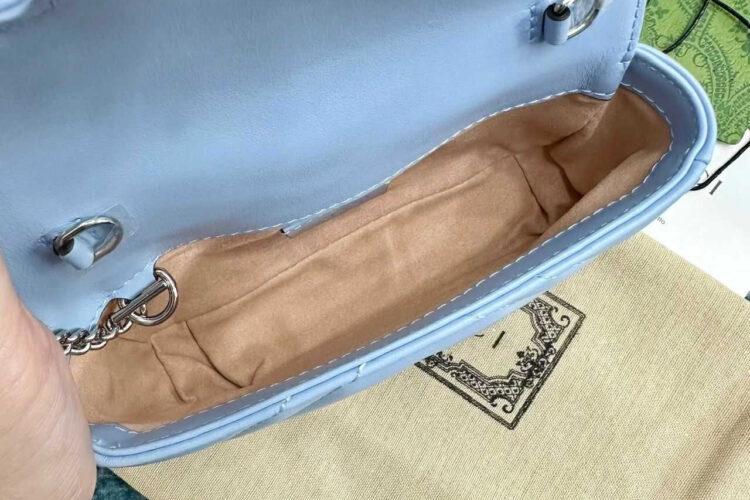 túi Gucci Marmont Super Mini Blue SHW xanh dương