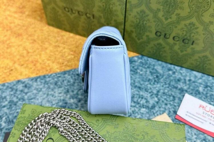 túi Gucci Marmont Super Mini Blue SHW xanh dương