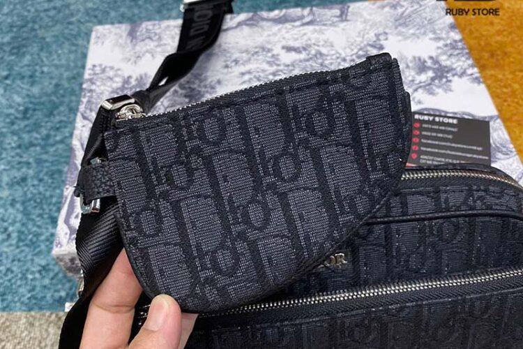 Túi Dior Saddle Triple Pouch Màu Đen Oblique Jacquard Siêu Cấp TT