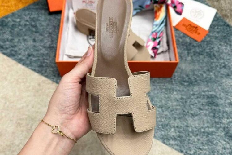 Dép Hermes Oasis Sandal Beige Epsom Etoupe Màu Be