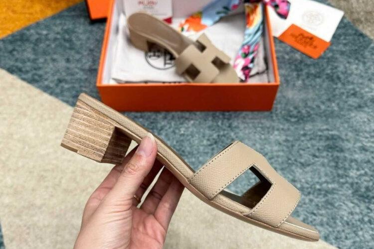 Dép Hermes Oasis Sandal Beige Epsom Etoupe Màu Be