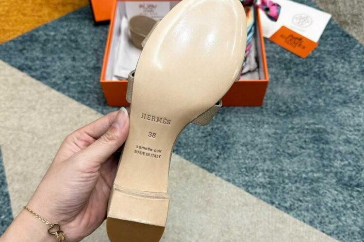 Dép Hermes Oasis Sandal Beige Epsom Etoupe Màu Be