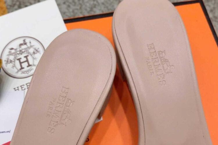 Dép Hermes Oasis Sandal Beige Nude Calfskin Hồng Nhạt