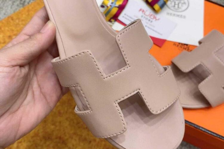 Dép Hermes Oasis Sandal Beige Nude Calfskin Hồng Nhạt