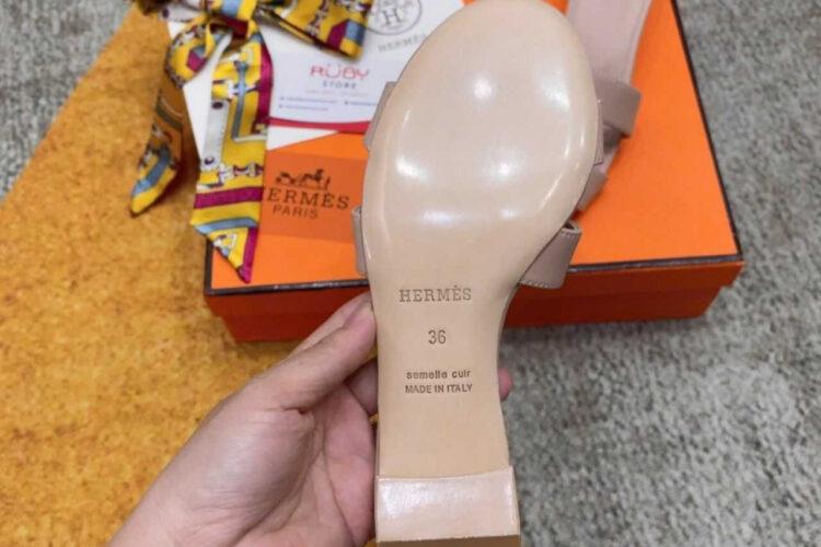 Dép Hermes Oasis Sandal Beige Nude Calfskin Hồng Nhạt