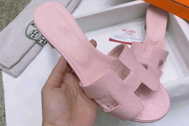 Dép Hermes Oasis Sandal Rose Pale Epsom Màu Hồng