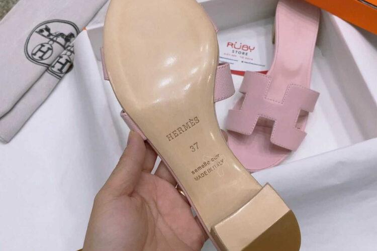 Dép Hermes Oasis Sandal Rose Pale Epsom Màu Hồng
