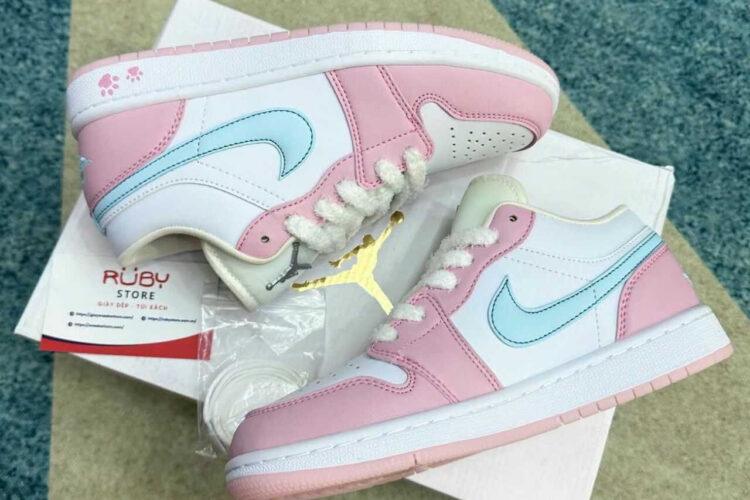 Giày Jordan 1 Low SE Paw Print Pink Foam Trắng hồng