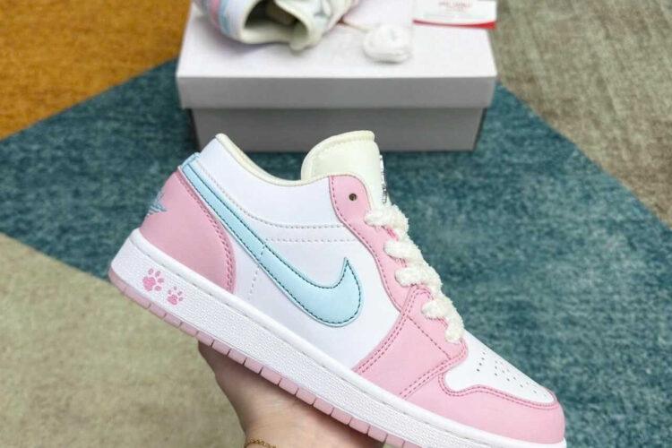 Giày Jordan 1 Low SE Paw Print Pink Foam Trắng hồng