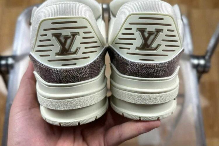 Giày LV Trainer Moka Browm Denim Damier White Calfskin Nâu Trắng