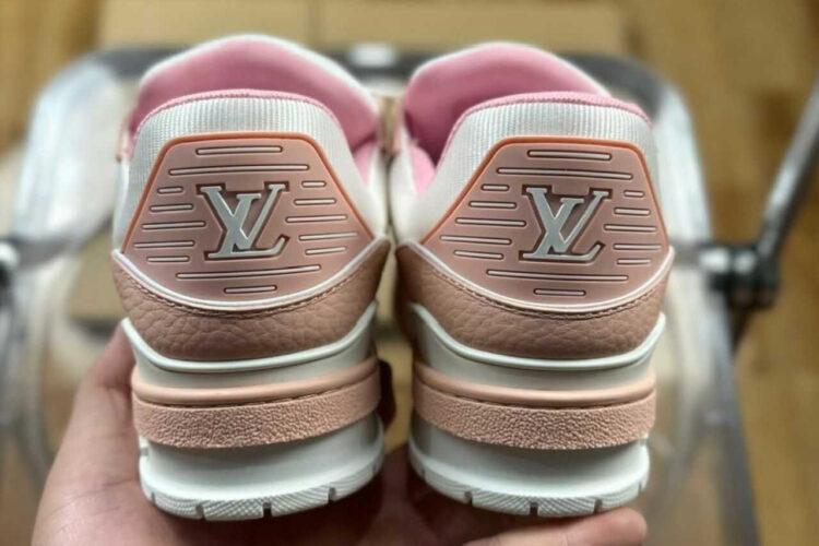 Giày LV Trainer Rose Pink White Calfskin Trắng Hồng