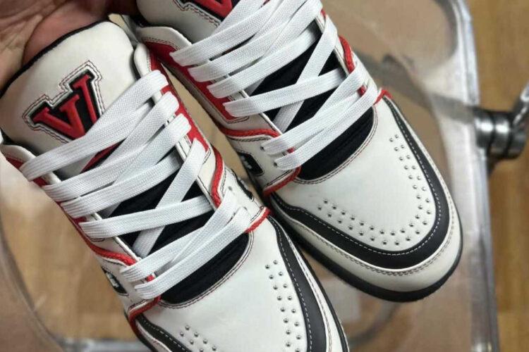 Giày LV Trainer Signature White Black Red Calfskin Trắng Đen Đỏ