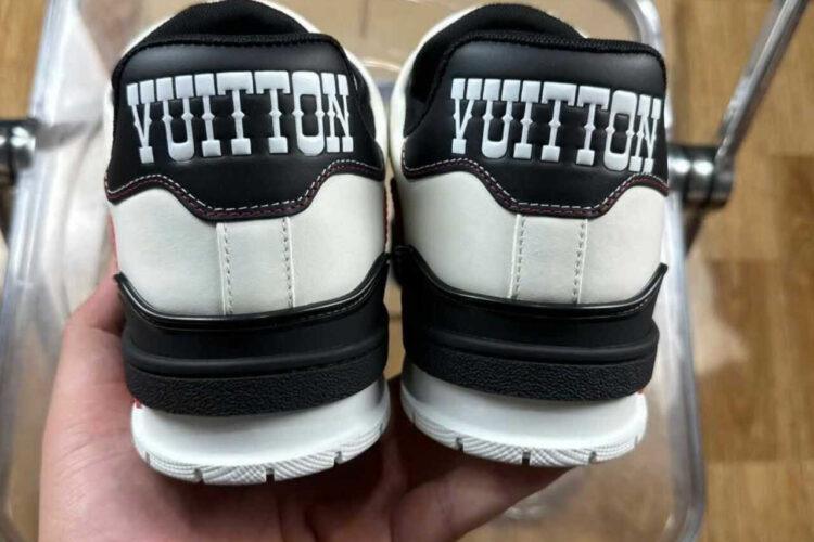 Giày LV Trainer Signature White Black Red Calfskin Trắng Đen Đỏ