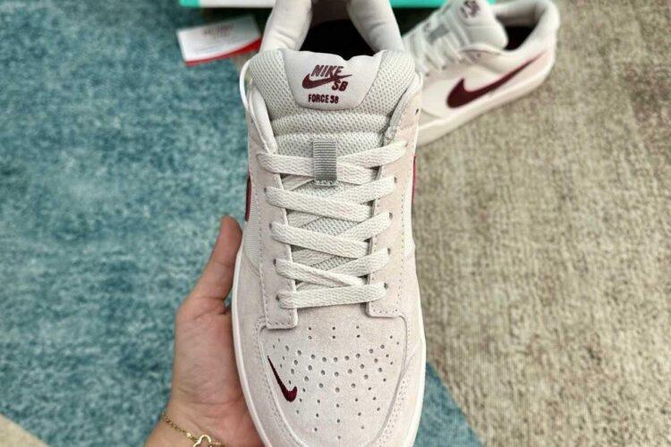 Giày Nike SB Force 58 Platinum Tint Dark Red Xám đỏ