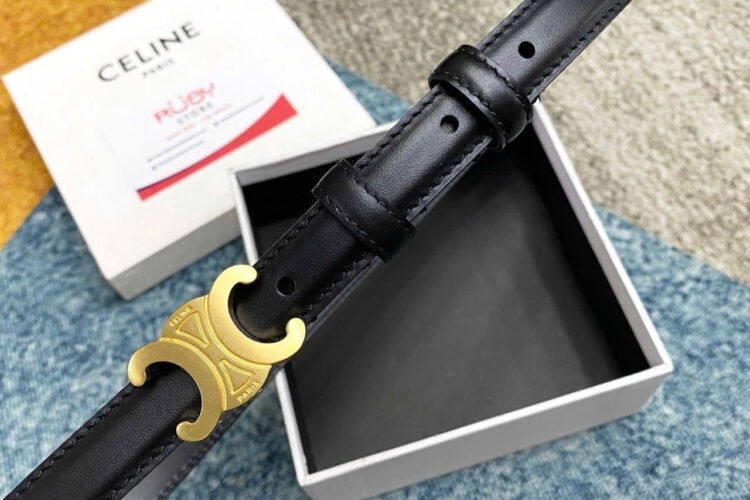 Thắt Lưng Celine Small Triomphe Belt Gold Buckle Black Box Leather