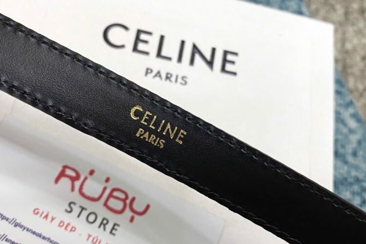 Thắt Lưng Celine Small Triomphe Belt Gold Buckle Black Box Leather