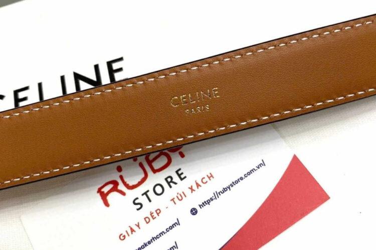 Thắt Lưng Celine Small Triomphe Belt Gold Buckle Tan Calfskin Nâu