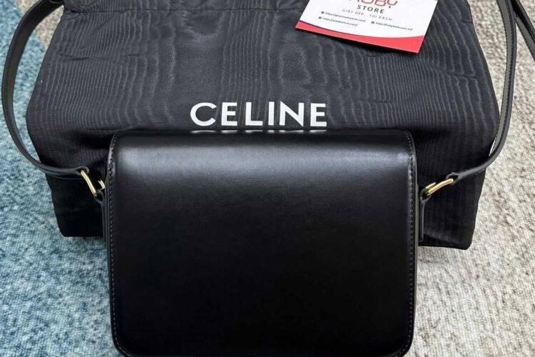 Túi Celine Teen Triomphe Bag Black Box Calfskin Đen