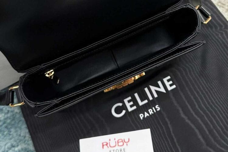 Túi Celine Teen Triomphe Bag Black Box Calfskin Đen