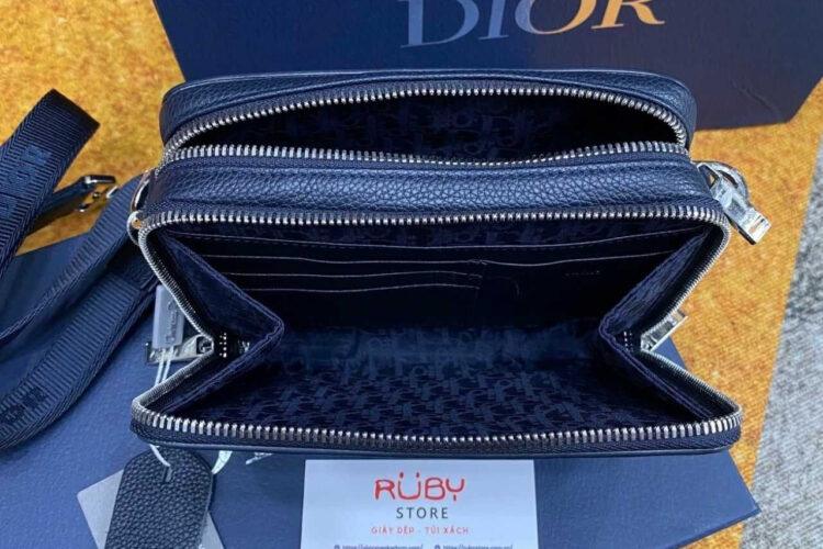 Túi Dior Air JD Zipped Around Pouch With Strap Navy Calfskin Màu Xanh