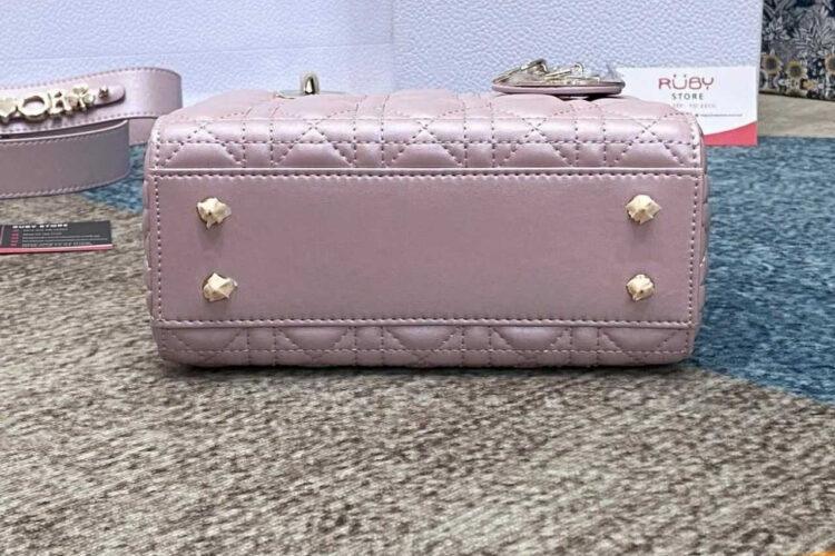 Túi Dior Small Lady Pearl Pink Lambskin GHW Hồng Ngọc Trai