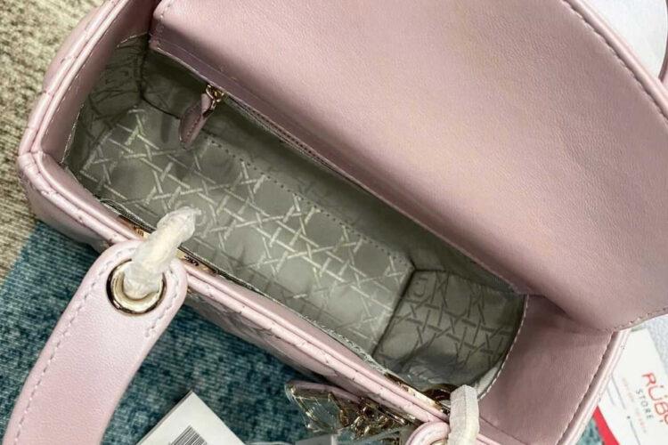Túi Dior Small Lady Pearl Pink Lambskin GHW Hồng Ngọc Trai