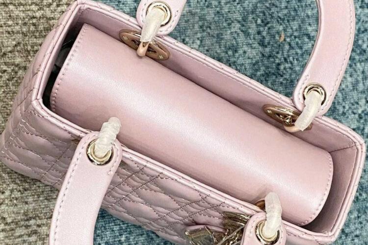 Túi Dior Small Lady Pearl Pink Lambskin GHW Hồng Ngọc Trai