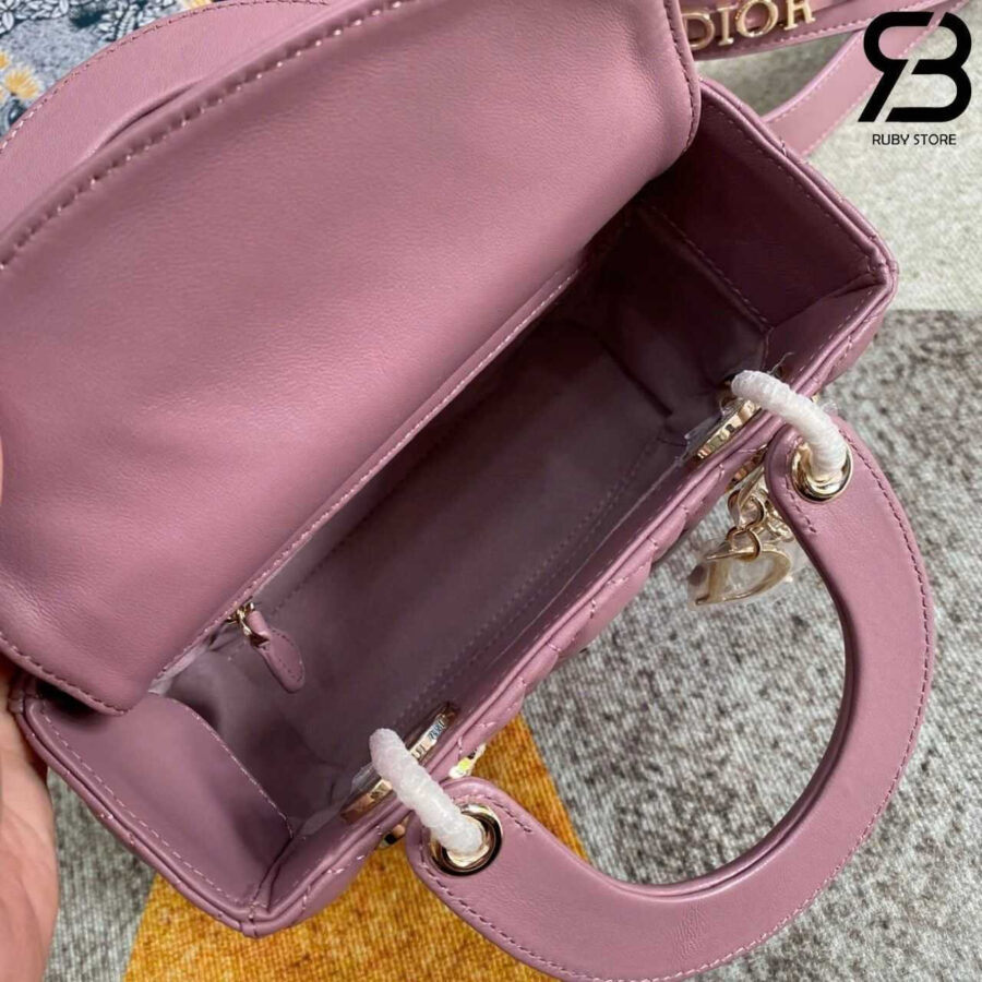 Túi Dior Small Lady Peony Pink Lambskin GHW Màu Hồng Đất