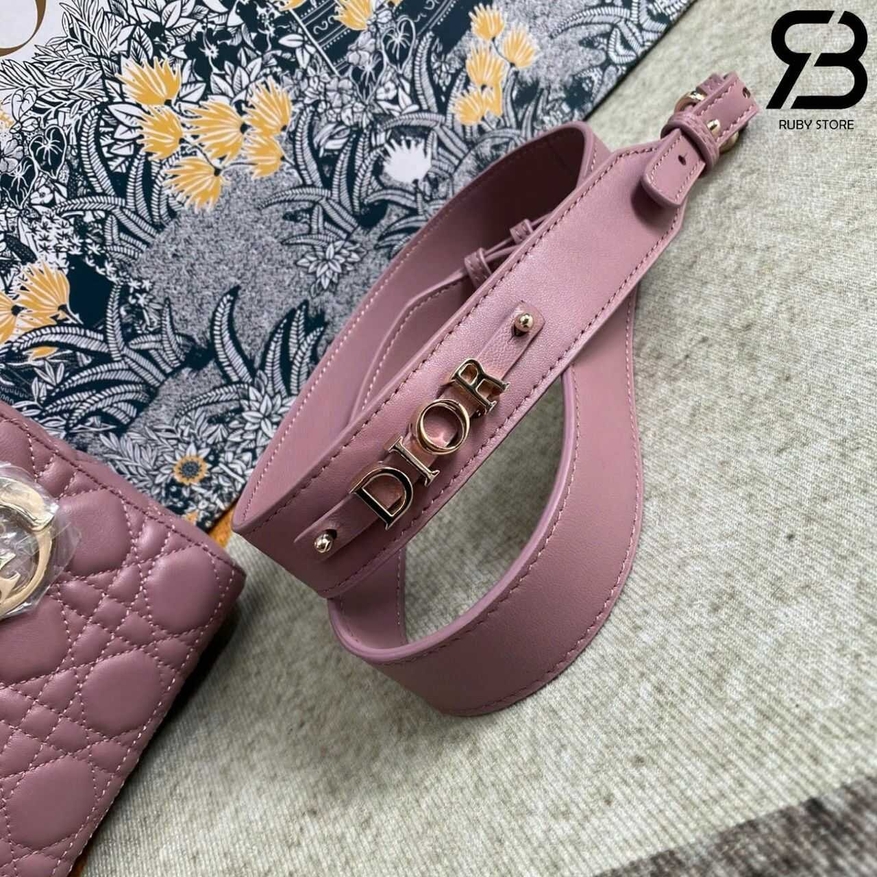 Túi Dior Small Lady Peony Pink Lambskin GHW Màu Hồng Đất