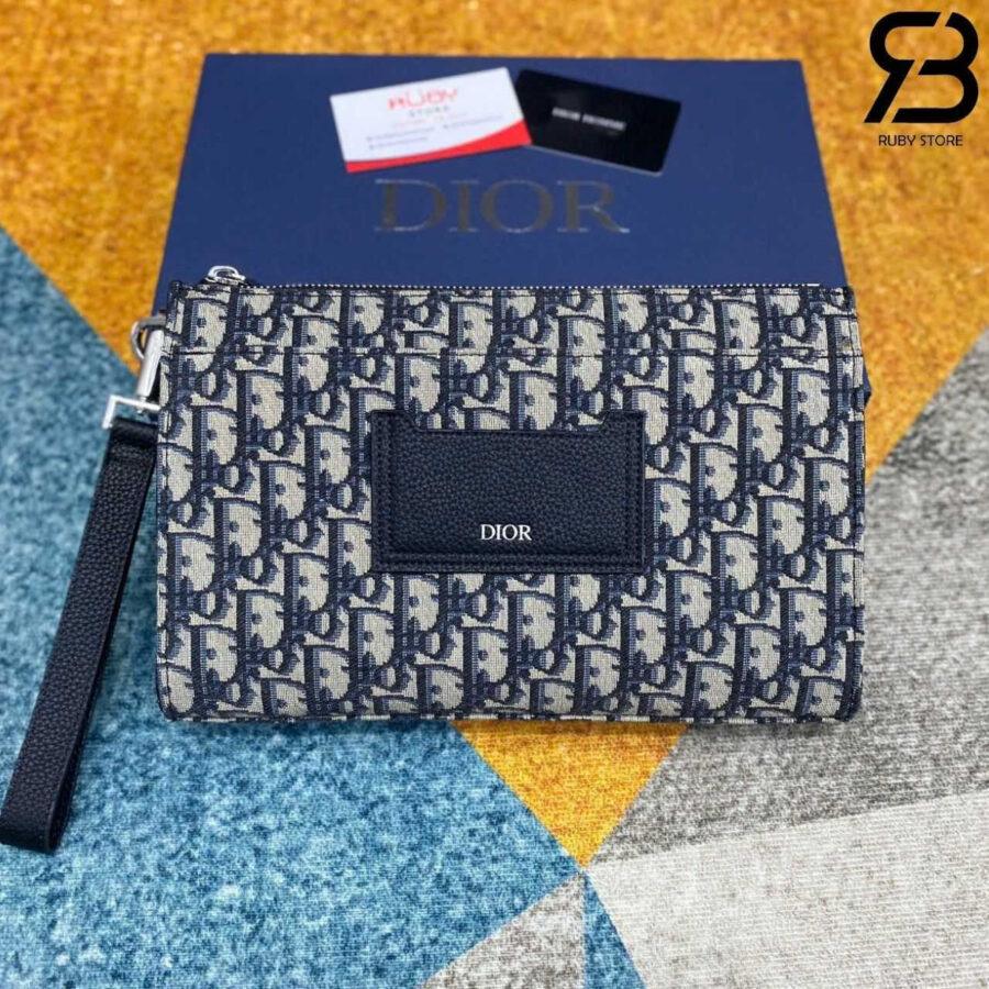 Túi Dior Triangle Cluth Bag Beige Black Jacquard And Leather Màu Be