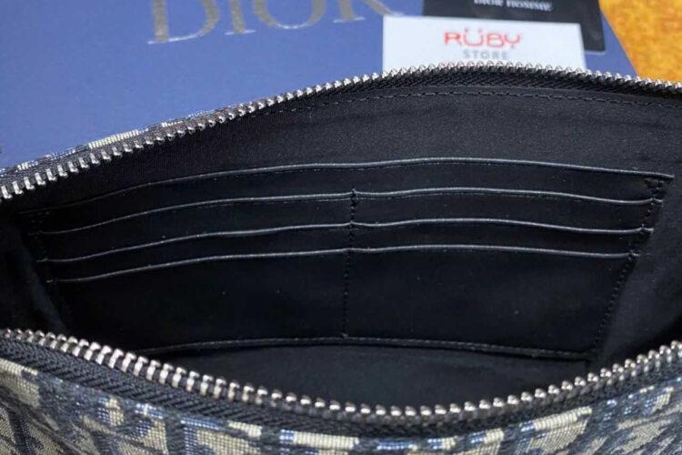 Túi Dior Triangle Cluth Bag Beige Black Jacquard And Leather Màu Be