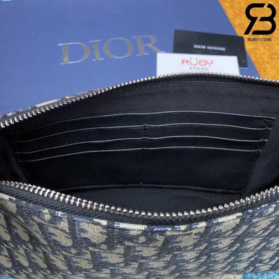 Túi Dior Triangle Cluth Bag Beige Black Jacquard And Leather Màu Be