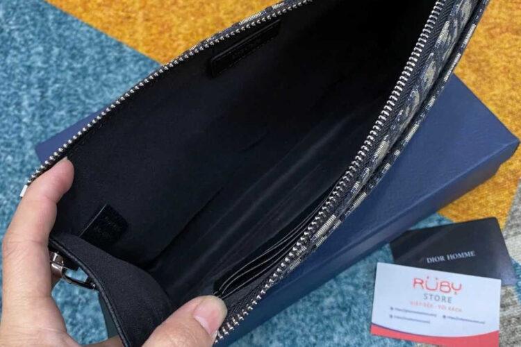 Túi Dior Triangle Cluth Bag Beige Black Jacquard And Leather Màu Be